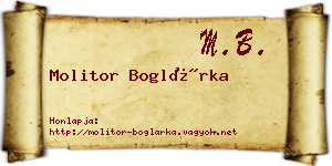 Molitor Boglárka névjegykártya